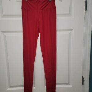 LuLaRoe Vibrant Red Leggings One Size